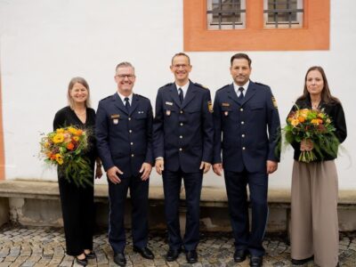 Von links nach rechts: Christine Hauck, EPHK Detlef Hauck, PVP Holger Baumbach, POR Daniel Müller und Yvonne Müller. Foto: Carolin Schneider | Bildwerke