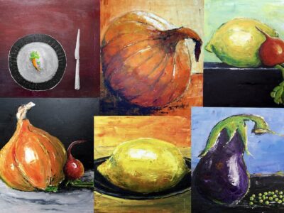 Gibt einen „Vorgeschmack“ auf die kommende Ausstellung – Humoristische Gemüse-Portraits von Verena Kühnlein