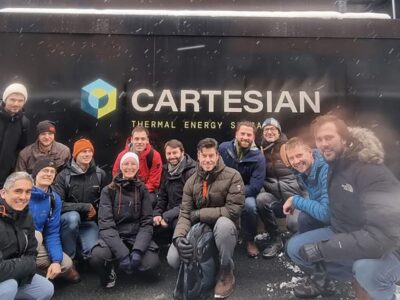 THWS‐Prof. Dr.‐Ing. Miguel Gonzalez‐Salazar, Fakultät Wirtschaftsingenieurwesen (li., vorne), Dr. Jorge Salgado Beceiro (re.), La‐Flex‐Projektkoordinator von SINTEF Energy Reserarch, mit dem Team von La‐Flex in Trondheim, Norwegen (Foto: SINTEF Energy Research/Jorge Salgado Beceiro)