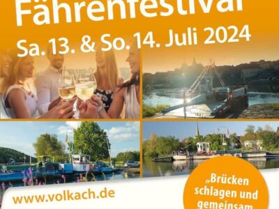 In Bayern einzigartig ist das Mainschleifen-Fährenfestival. Heuer findet es am 13. und 14. Juli 2024 statt und wird mit bunter Unterhaltung und einer besonderen Fährenwette viele Gäste anlocken. Die beteiligten Orte, die Weinprinzessinnen und Symbolfiguren sind natürlich mit von der Partie und bestens für das zweitägige Ereignis gerüstet! Foto Plakat: Nico Eichelbrönner