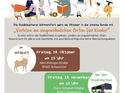 Plakat Vorlesen an ungewöhnlichen Orten